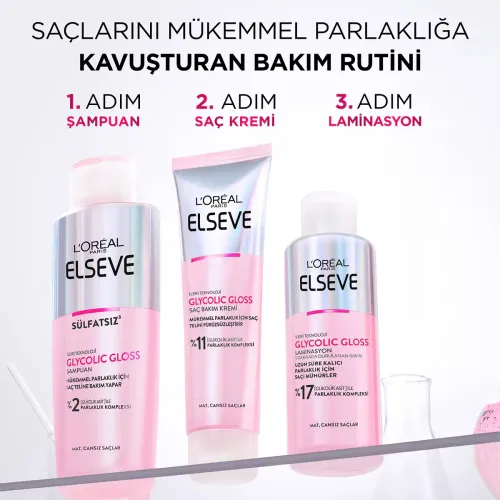 L'Oreal Paris Elseve Glycolic Gloss Mükemmel Parlaklık için Bakım Yapan Şampuan 200 ml